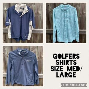 Bundle of men’s shirts/jackets, outdoors, golf, fishing, size medium & large